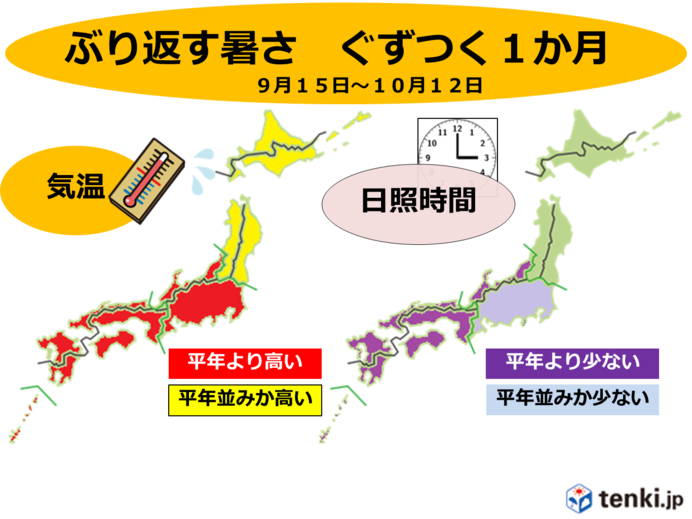 日々感じる秋に待った!　1か月予報