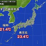 九州から近畿は季節外れの暖かさ　すでに夏日に迫る所も