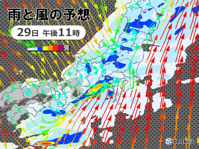 関東　ランチタイムは所々で雨　夜の帰宅時は遅いほど横なぐりの雨　交通機関に影響も