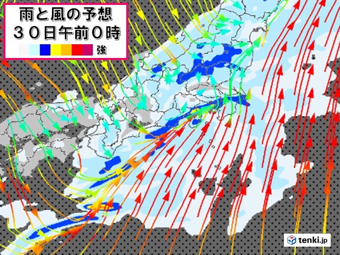 関東　雨のピークは今夜から　12月のスタートは東京で13℃　大幅に気温低下