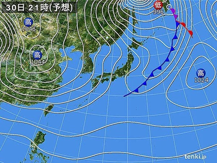 東北北部の日本海側　12月2日にかけて市街地で数十センチの降雪の可能性