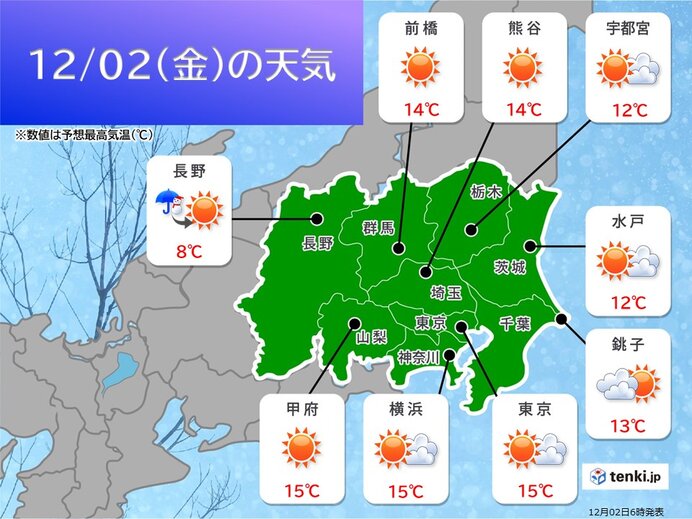 関東　きょうも冬らしい寒さ　あすの朝は今季これまでで一番の冷え込み　東京5℃予想