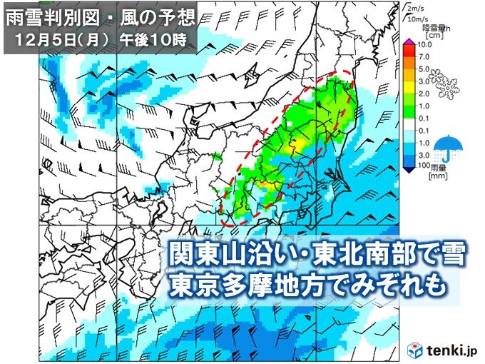 関東　今夜～あす6日朝は冷たい雨　山沿いは積雪　東京多摩地方などみぞれの可能性も