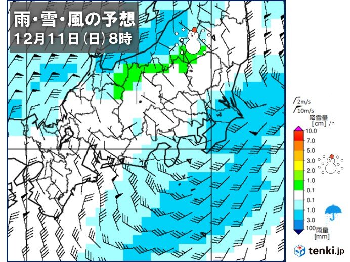 関東　11日(日)は沿岸部で雨　雨のあとは再び寒く　都心はひとケタの最高気温に