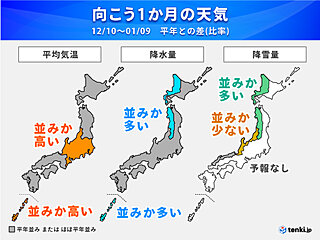 クリスマスや年末年始は冬本番の寒さ　北日本では大雪のおそれ　1か月予報