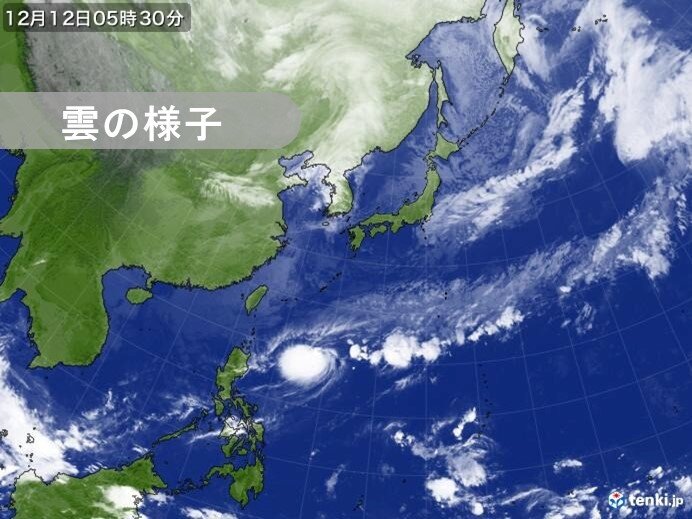 きょう12日　寒気弱まる　九州では夜は対馬海峡沿岸の地域を中心に雨