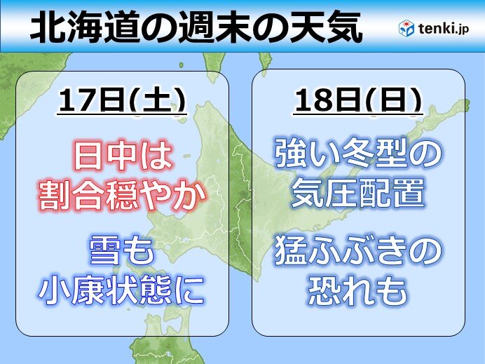 北海道の週末の天気　18日(日)は再び猛ふぶきの恐れ　立ち往生に注意