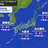 全国の約5割のアメダスで最高気温が今季一番低く　あす18日も厳しい寒さ続く