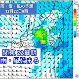 関東　22日朝は広く雨　強雨や雷雨も　最高気温15℃以上　23日は真冬並みの寒さ