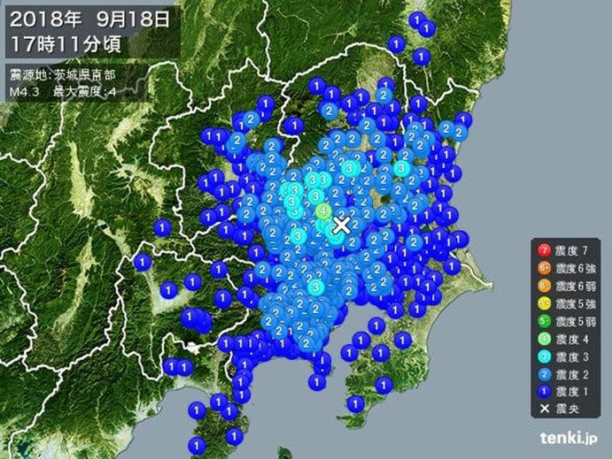 埼玉県北部で震度4の地震