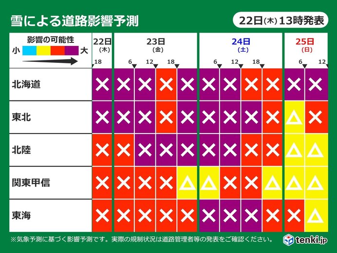 強烈寒波襲来　影響長く　日本海側は大雪　車の立ち往生などの交通障害に警戒