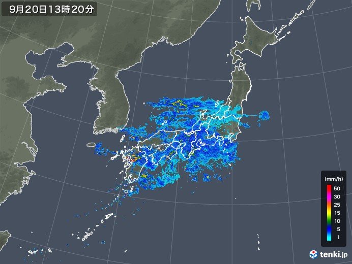 広く秋雨　九州は100ミリ超の雨