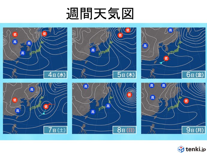 冬型の気圧配置のち南岸低気圧