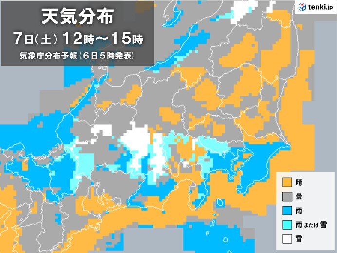 関東の沿岸部　今夜からあす7日　所々で冷たい雨　平地でも雪がまじる可能性