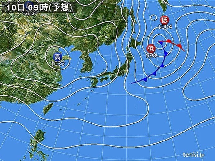 あす10日　北海道～山陰に雪雲が流れ込む　北海道の石狩地方では大雪