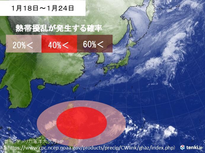 熱帯擾乱がフィリピン付近で発生しやすい状況に　偏西風が蛇行