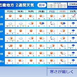 関西　2週間天気　 今週は徐々に寒気流れ込む　来週の前半は強烈な寒波襲来の恐れ