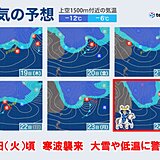 24日頃から今季最強寒波襲来　影響が長引く恐れ　大雪や低温に警戒　東北2週間天気