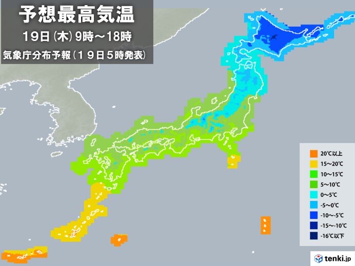 北陸では3月上旬並みの所も
