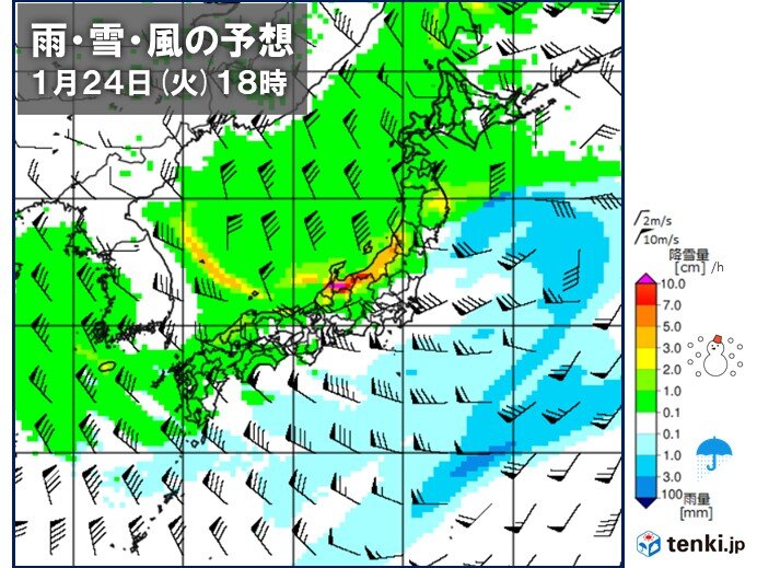 太平洋側も広範囲で雪