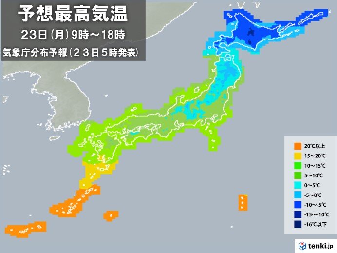 北よりの風がやや強い　万全の寒さ対策を