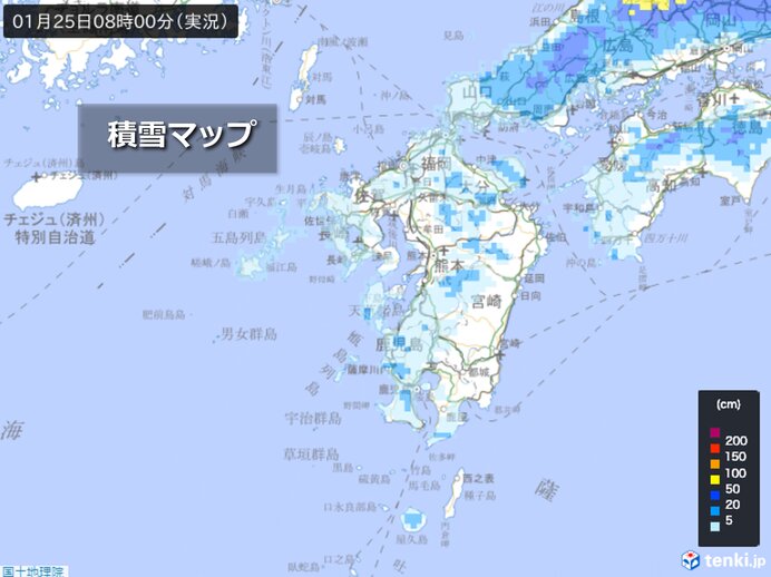 九州 広範囲で積雪 路面凍結に注意