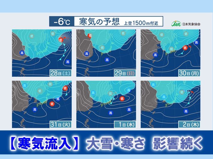 この先も寒気流入　大雪や寒さに注意