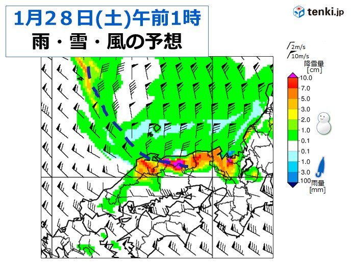 27日夜から冬型の気圧配置が強まる