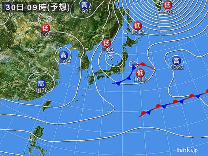 低気圧が東北地方を通過