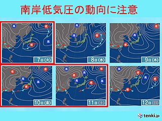 南岸低気圧が次々と通過　10日(金)は東京など関東の平野部でも雪の可能性