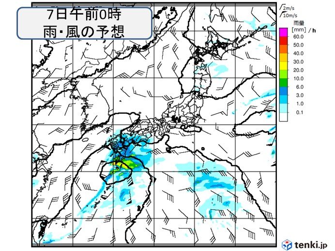 九州南部・奄美　昼過ぎ～あす7日明け方　落雷や竜巻などの恐れ