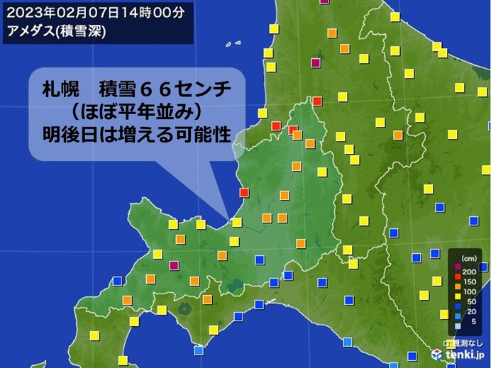 明後日は冬型、寒気、北風で札幌に雪雲が流入?