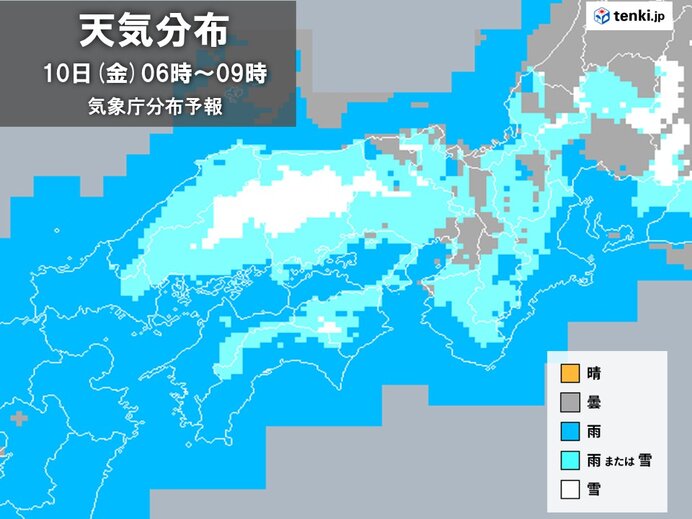 明日10日(金)は雨　降り始めは雪の可能性もあり　内陸部や山沿いではうっすら積もる所も