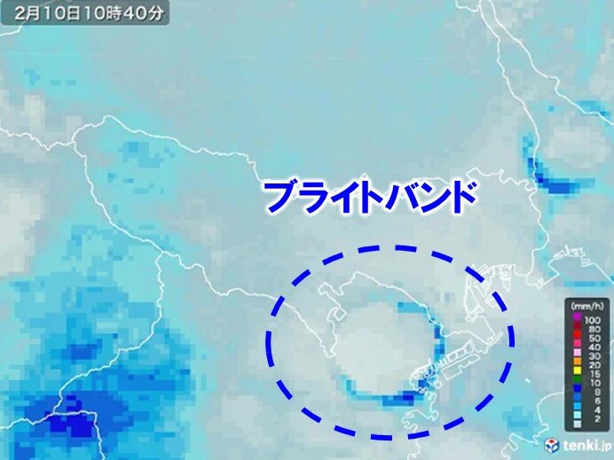 関東や東海周辺　ブライトバンドが出現　上空では雪から雨に変化する層あり