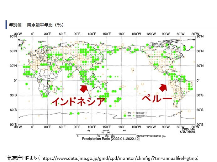 ラニーニャ現象が持続　昨年はインドネシア付近で降水量が平年より多く