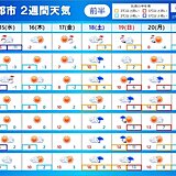 季節の変わり目らしく　寒暖差大きい　本格的な花粉シーズンへ　2週間天気