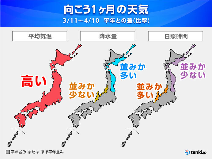 季節外れの暖かさとどまらず気温高め　北日本の太平洋側で雨多く