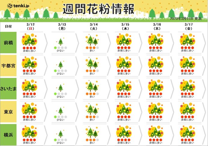 花粉飛散のピーク続く