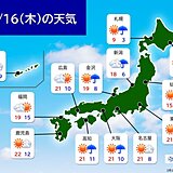 あす16日　日本海側中心に雨　太平洋側は桜ほころぶ暖かさ　17日から本降りの雨に