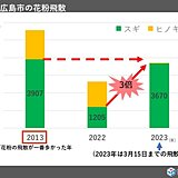 中国地方スギ花粉の飛散ピーク終盤へ　桜の蕾膨らみヒノキ花粉飛散へ　来週は曇りや雨