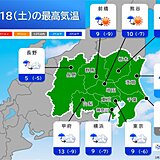 18日の関東　雨と北風で気温大幅ダウン　10℃前後で冬の寒さ　あすは天気回復