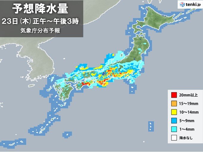 四国や近畿、東海の太平洋側　午後も局地的に激しい雨や雷雨