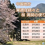 中国地方　今週末は曇りや雨　来週は桜満開の便りか　晴れるが気温はこれまでより低め