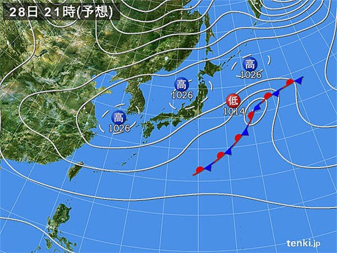 日中は広く晴天　お花見を楽しめそう