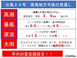 台風24号　東海地方　今後の見通し