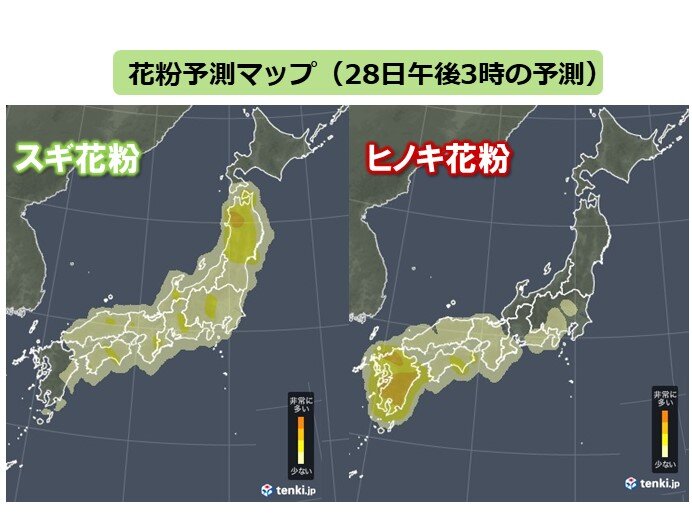 九州で「非常に多い」予想の所も