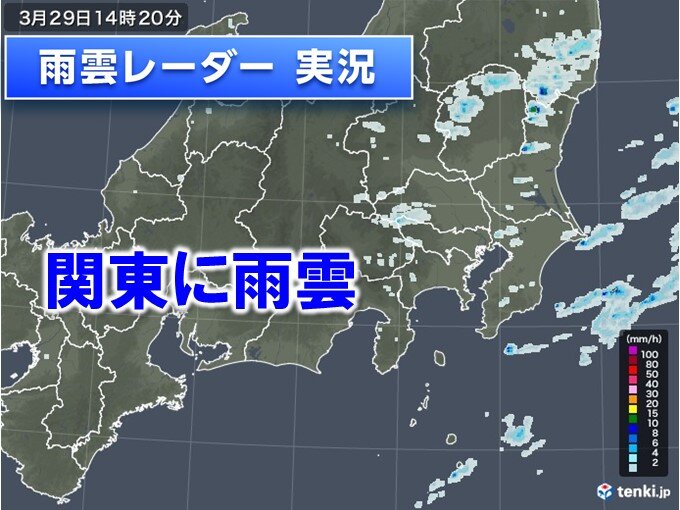 関東に雨雲　あす明け方にかけて東京都心も雨の可能性　お花見中の急な雨に注意を