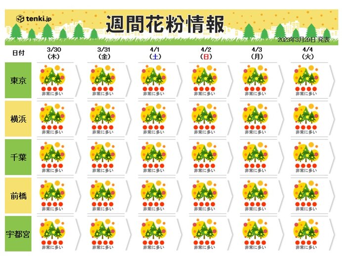 ヒノキ花粉がピーク　万全な対策を