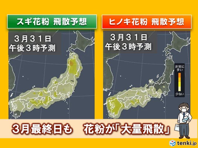 3月最終日も花粉は「大量飛散」