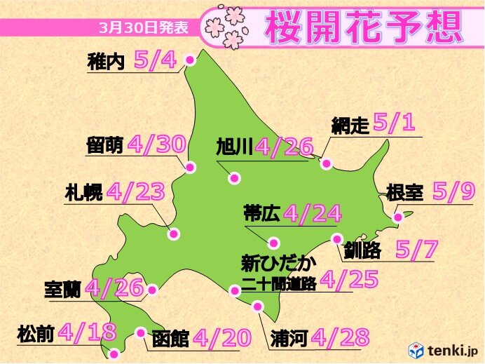 桜の開花予想発表